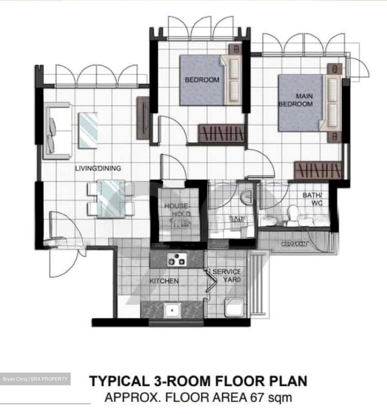 Blk 57 Teban View (Jurong East), HDB 3 Rooms #560357031
